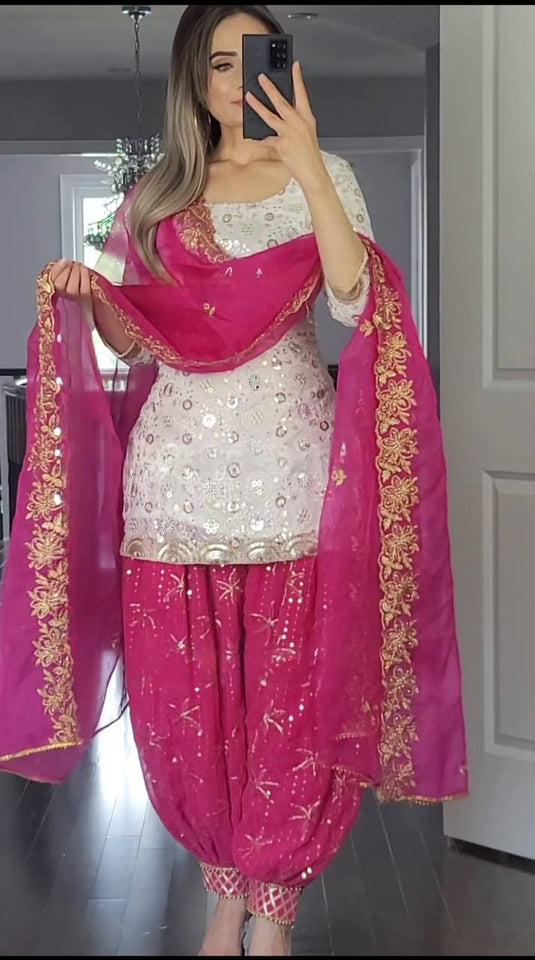 Launching New Designer Party Wear Look Top ,Patiyala Salwar and Dupatta