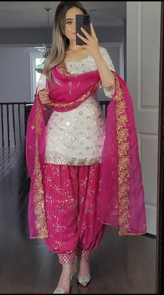 Launching New Designer Party Wear Look Top ,Patiyala Salwar and Dupatta