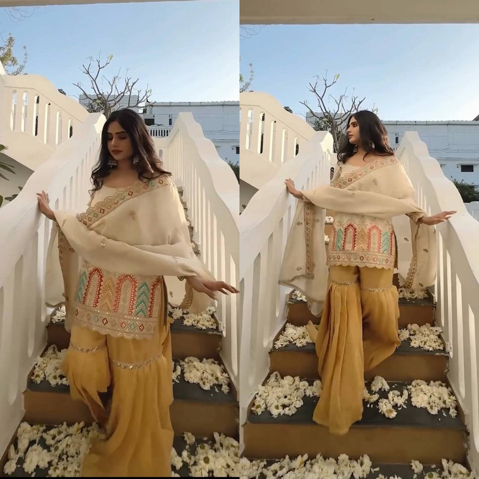 Launching New Designer Party Wear Look Top , Sharara Plazzo  and Dupatta*