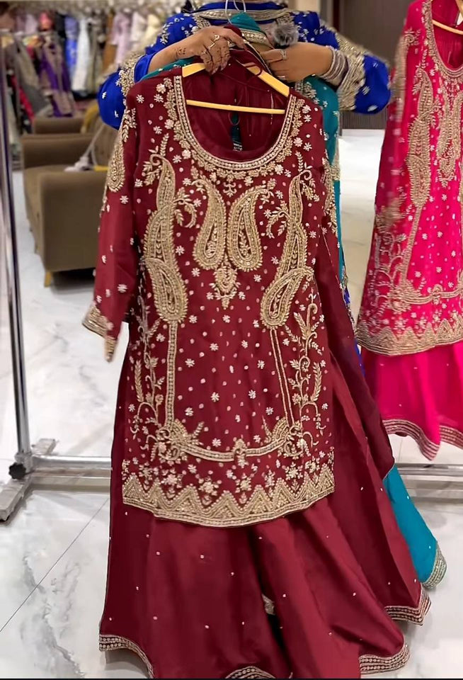 Launching New Designer Party Wear Look Top , Sharara Plazzo  and Dupatta*