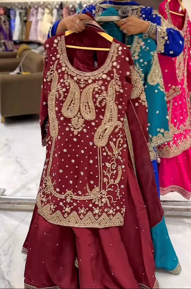 Launching New Designer Party Wear Look Top , Sharara Plazzo  and Dupatta*