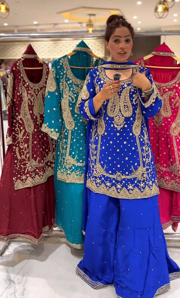 Launching New Designer Party Wear Look Top , Sharara Plazzo  and Dupatta
