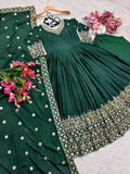 ully Stitched Real Modeling Gown with Pent & Dupatta Set - Pure Cinon Silk, Heavy Embroidery, Ready to Wear